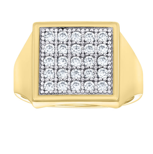 14K Two-Tone Gold Womens Cubic Zirconia Cluster Square Head Fancy Ring