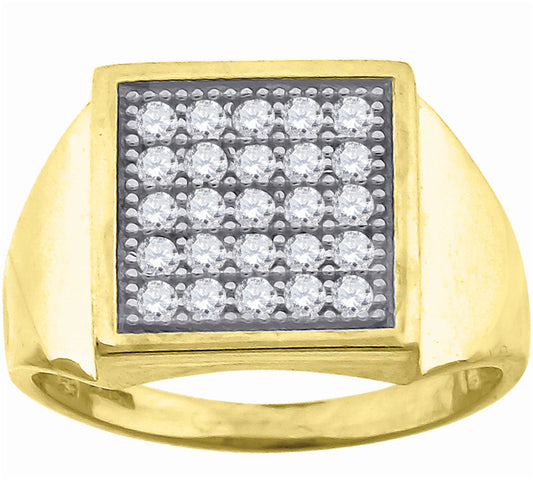 14K Two-Tone Gold Womens Cubic Zirconia Cluster Square Head Fancy Ring