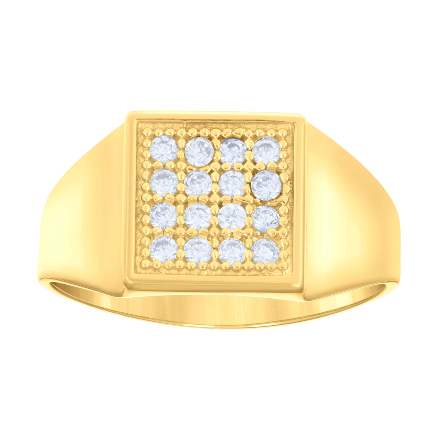 14K Two-Tone Gold Womens Cubic Zirconia Cluster Square Head Fancy Ring