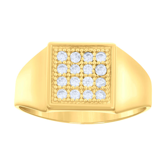 14K Two-Tone Gold Womens Cubic Zirconia Cluster Square Head Fancy Ring