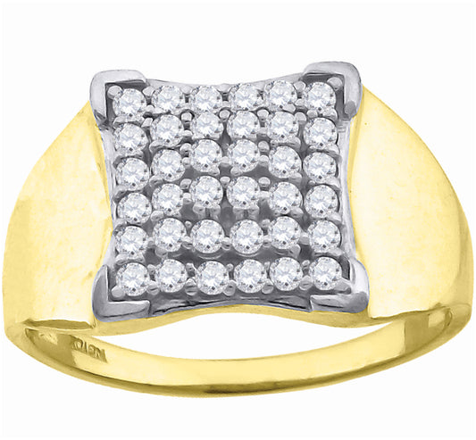 14K Two-Tone Gold Womens Cubic Zirconia Cluster Kite Head Fancy Ring