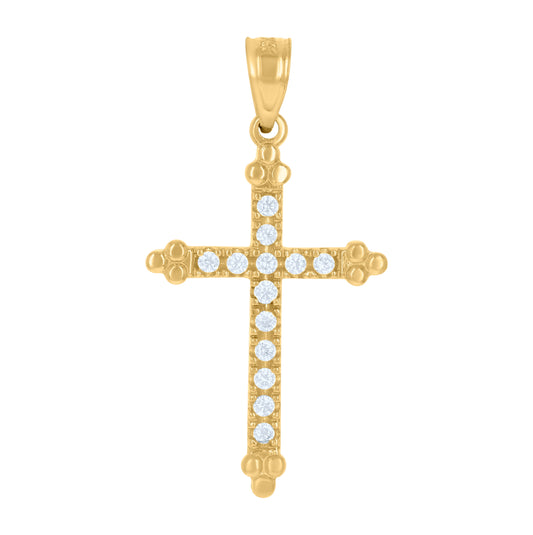 14K Gold Womens Two-Tone Diamond-Cut Cross Ht:28.5Mm Religious Pendant Charm