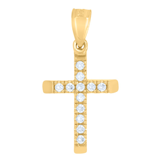 14K Gold Womens Two-Tone Diamond-Cut Cross Ht:22.3Mm Religious Pendant Charm