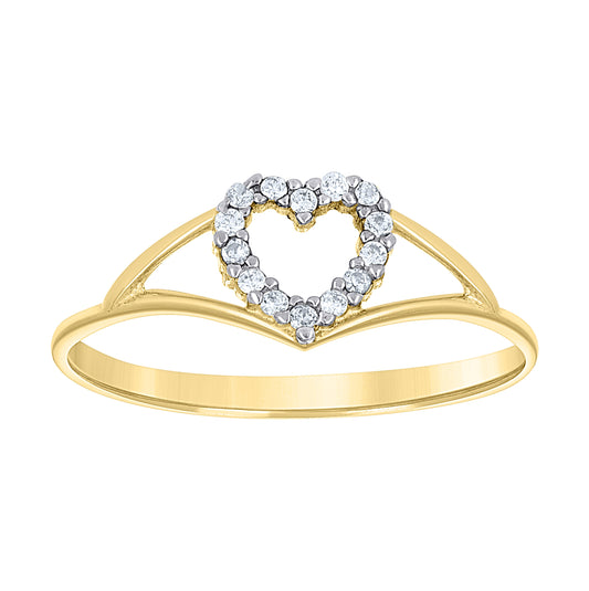 14K Two-Tone Gold Womens Cubic Zirconia Heart Fancy Ring