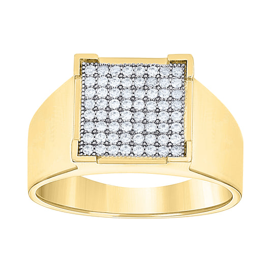 14K Two-Tone Gold Mens Cubic Zirconia Cluster Square Head Engagement Ring