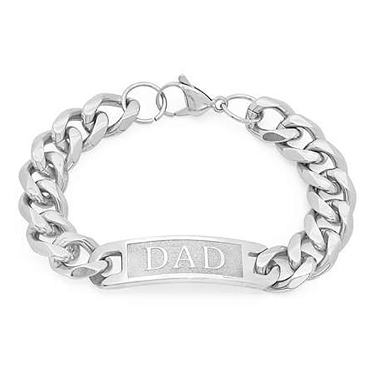 Stainless Steel Mens Cuban Link DAD Id Bracelet