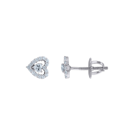 Sterling Silver Women Cubic Zirconia Heart Stud Earrings Necklace Bracelet Set