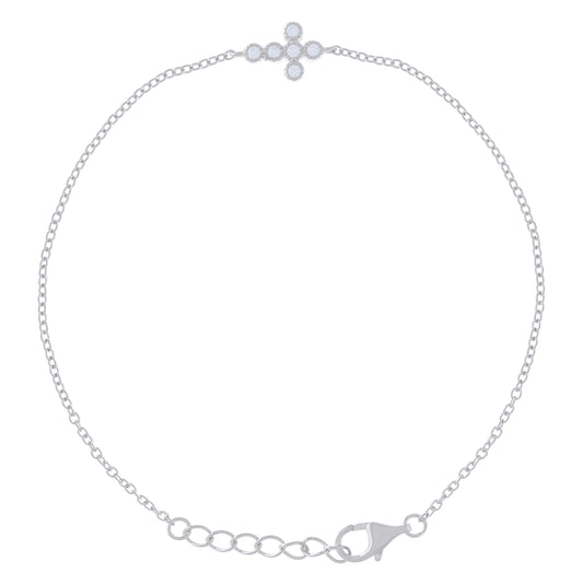 Sterling Silver Women Cubic Zirconia Cross Earrings Necklace Set