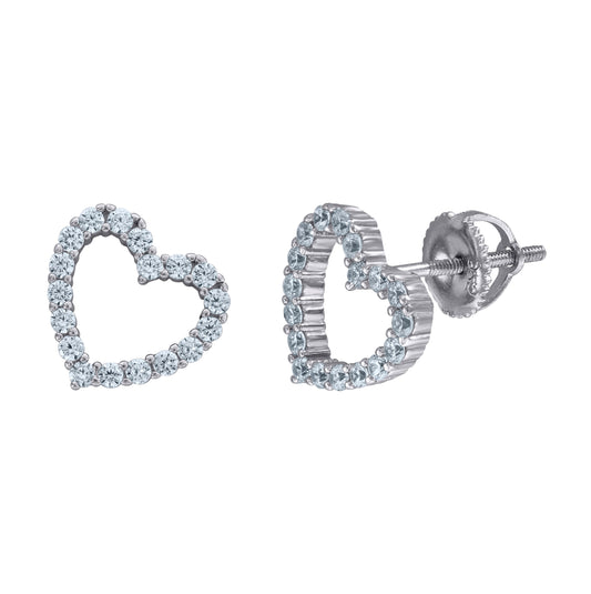 Sterling Silver Women Cubic Zirconia Open Love Heart Stud Earrings Necklace Bracelet Set