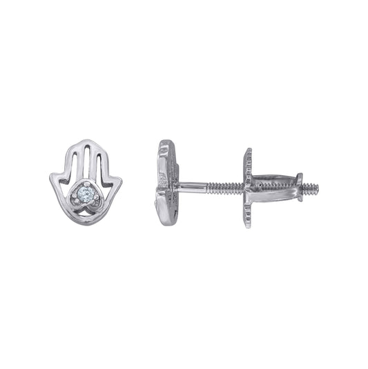 Sterling Silver Women Cubic Zirconia Hamsa Stud Earrings Necklace Bracelet Set