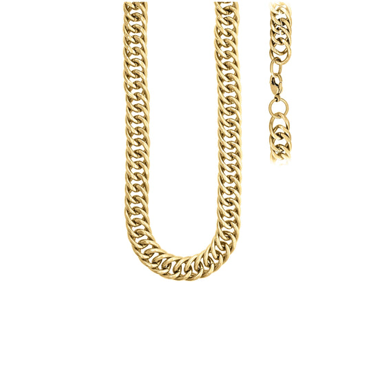 Stainless Steel Or Yellow Tone Unisex 11mm 22-26 Inches Double Cuban Fashion Link Chain Necklace