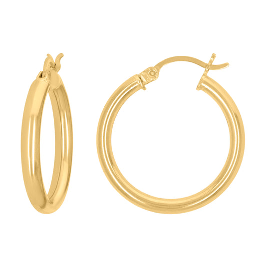 10K Gold Womens 3mm X 25mm Hinged Hoops Huggies