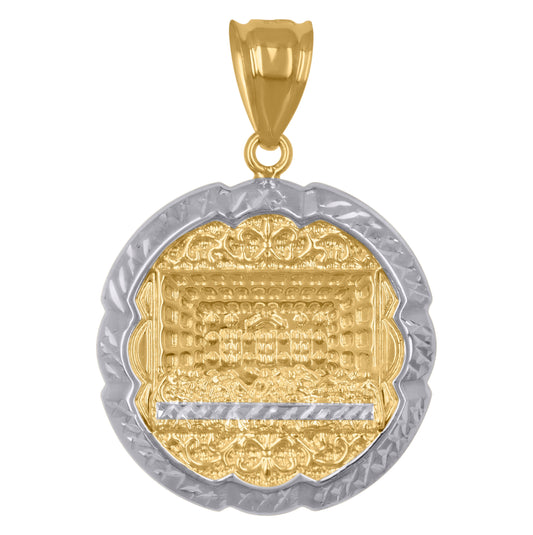 10K Gold Two-Tone Diamond-Cut Mens Last Supper Religious Medallion Charm Pendant