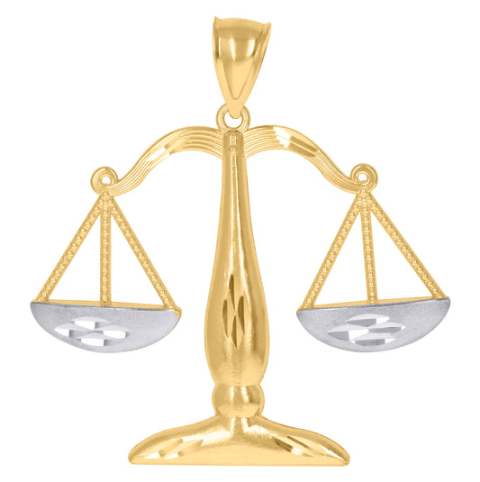 10K Two-Tone Gold Mens Zodiac Sign Libra Charm Pendant