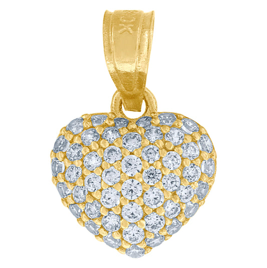 10K Yellow Gold Womens Cubic Zirconia Cubic-Zirconia Heart Charm Pendant