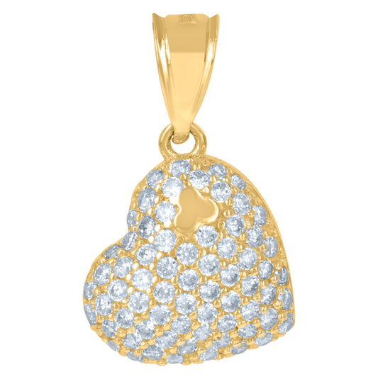 10K Yellow Gold Cubic-Zirconia Womens Heart Charm Pendant