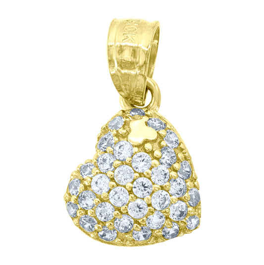 10K Yellow Gold Womens Cubic Zirconia Cubic-Zirconia Heart Charm Pendant
