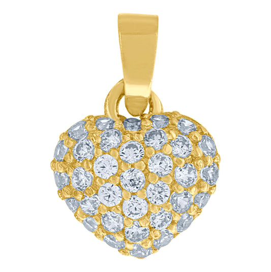 10K Yellow Gold Cubic-Zirconia Womens Heart Charm Pendant