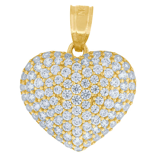 10K Yellow Gold Womens Cubic Zirconia Cubic-Zirconia Heart Charm Pendant