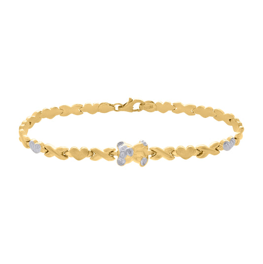 10K Two-tone Gold Womens Teddy Bear Link 8" Bracelet