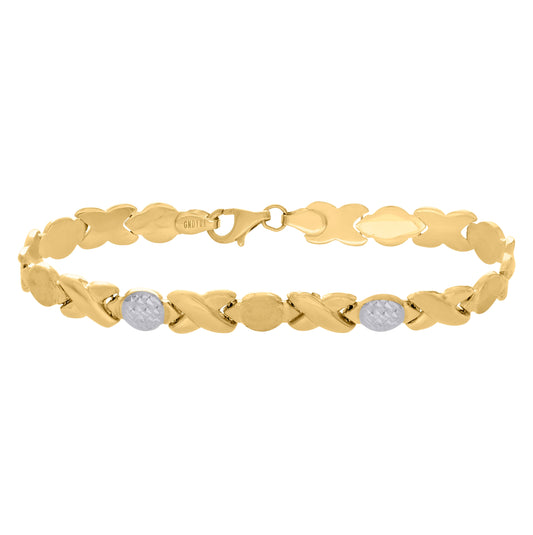 10K Two-tone Gold Womens 7" Stampato Bracelet
