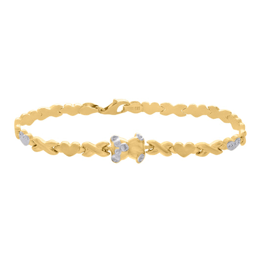 10K Two-tone Gold Womens Teddy Bear Link 7" Bracelet