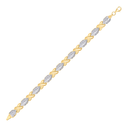 10K Two-tone Gold Womens Stampato Bracelet Size 7 Inches