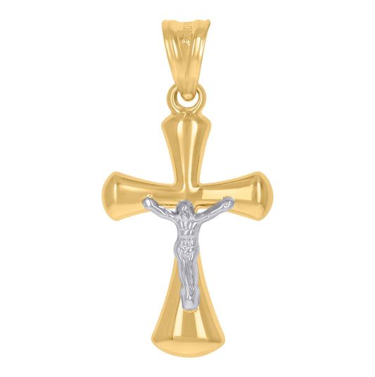 10K Two-Tone Gold Unisex Crucifix Cross Religious Charm Pendant