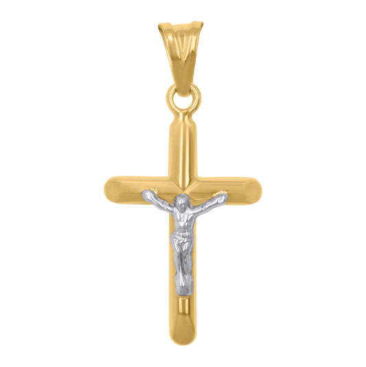 10K Two-Tone Gold Unisex Crucifix Cross Religious Charm Pendant