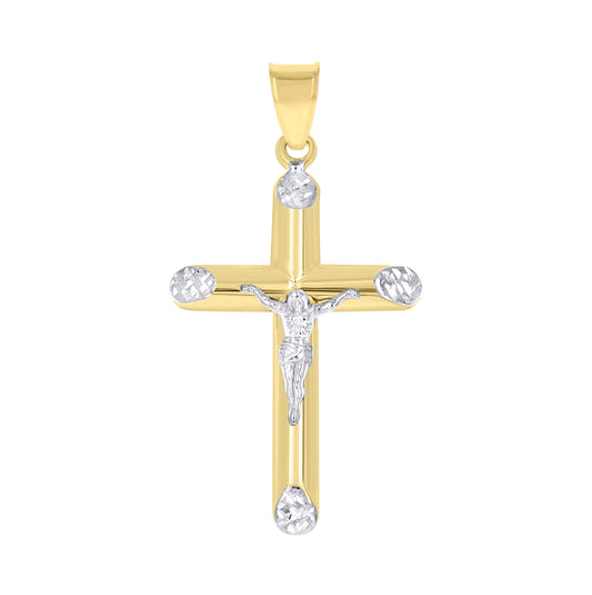 10K Two-Tone Gold Unisex Inri Crucifix Cross Religious Charm Pendant