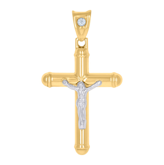 10K Two-Tone Gold Unisex Inri Crucifix Cross Religious Charm Pendant