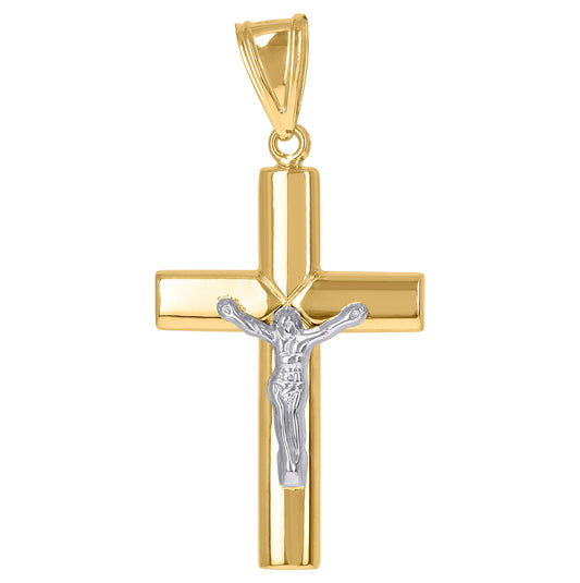 10K Two-Tone Gold Unisex Inri Crucifix Cross Religious Charm Pendant