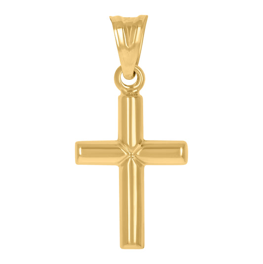 10K Yellow Gold Unisex Cross Religious Charm Pendant