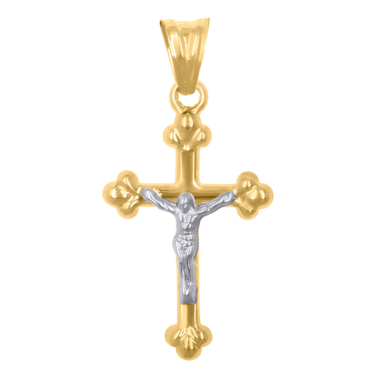 10K Two-Tone Gold Unisex Crucifix Cross Religious Charm Pendant