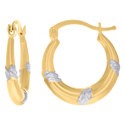 10K Two-Tone Gold Womens Twisted Hoop Earrings