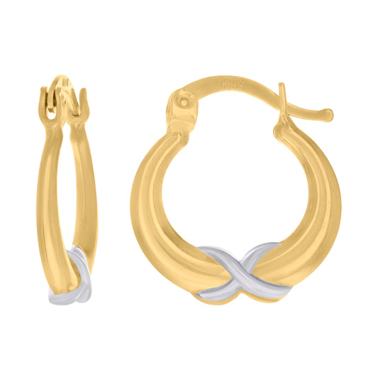 10K Two-Tone Gold Womens Infinity Hoop Earrings