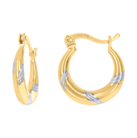 10K Two-Tone Gold Womens Twisted Hoop Earrings