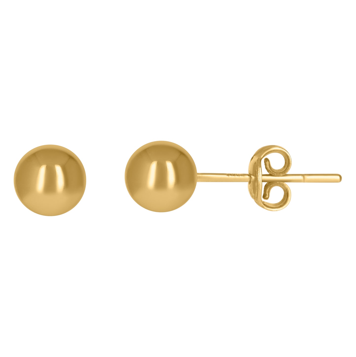 10K Yellow Gold Mens Polished Finish Ball Stud Earrings