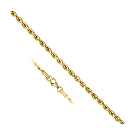 Yellow Tone Stainless Steel Unisex 5mm 9 Inches Rope Fashion Bracelet