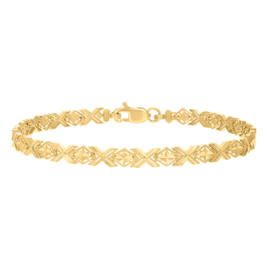 10K Yellow Gold Womens Square Link Bracelet