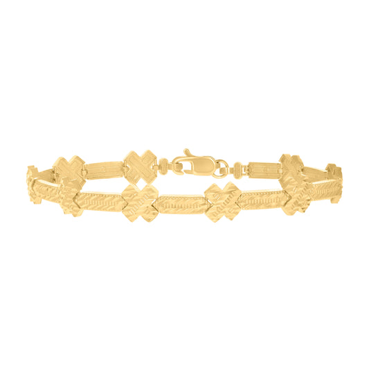 10K Yellow Gold Womens X Link Bracelet Size 7 Inches