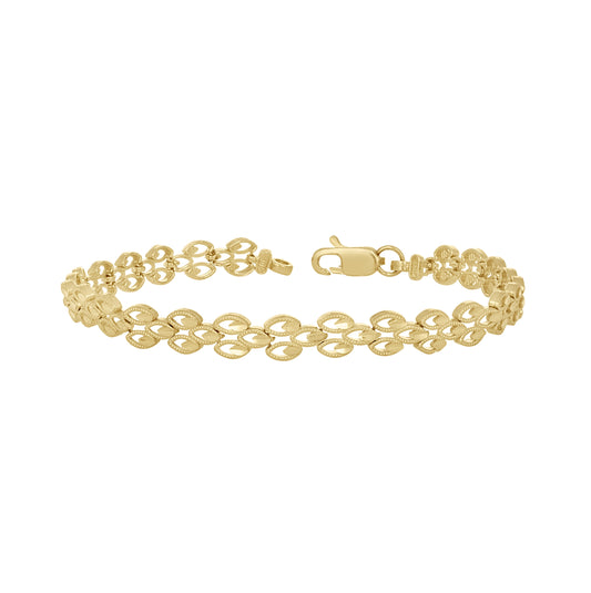 10K Yellow Gold Womens Filigree Bracelet Size 8 Inches
