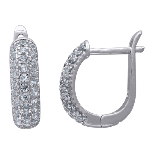 Sterling Silver Womens Cubic Zirconia French Clip Earrings