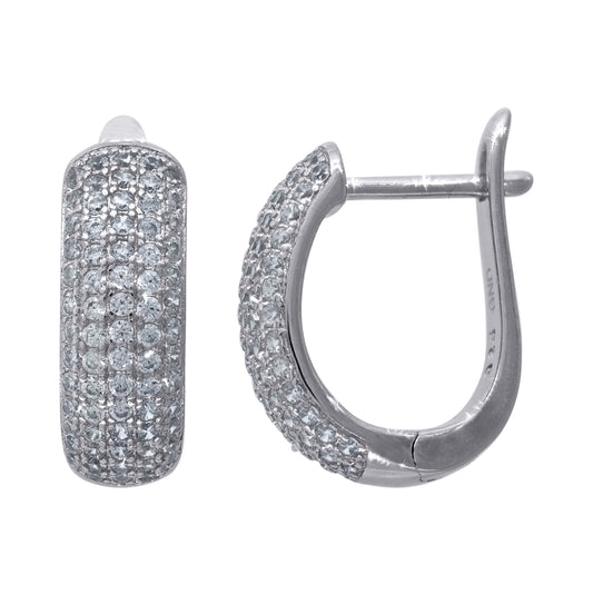 Sterling Silver Womens Cubic Zirconia French Clip Earrings