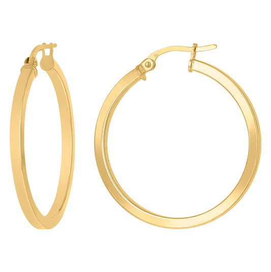 10K Yellow Gold Womens Square Tube Flat 2mm Hinged Hoops Huggies