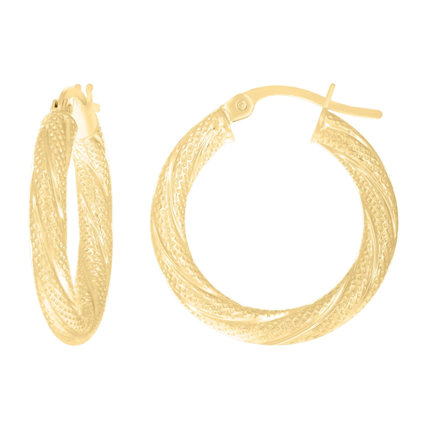 10K Yellow Gold Womens Twisted Tube Hinged Hoops Huggies