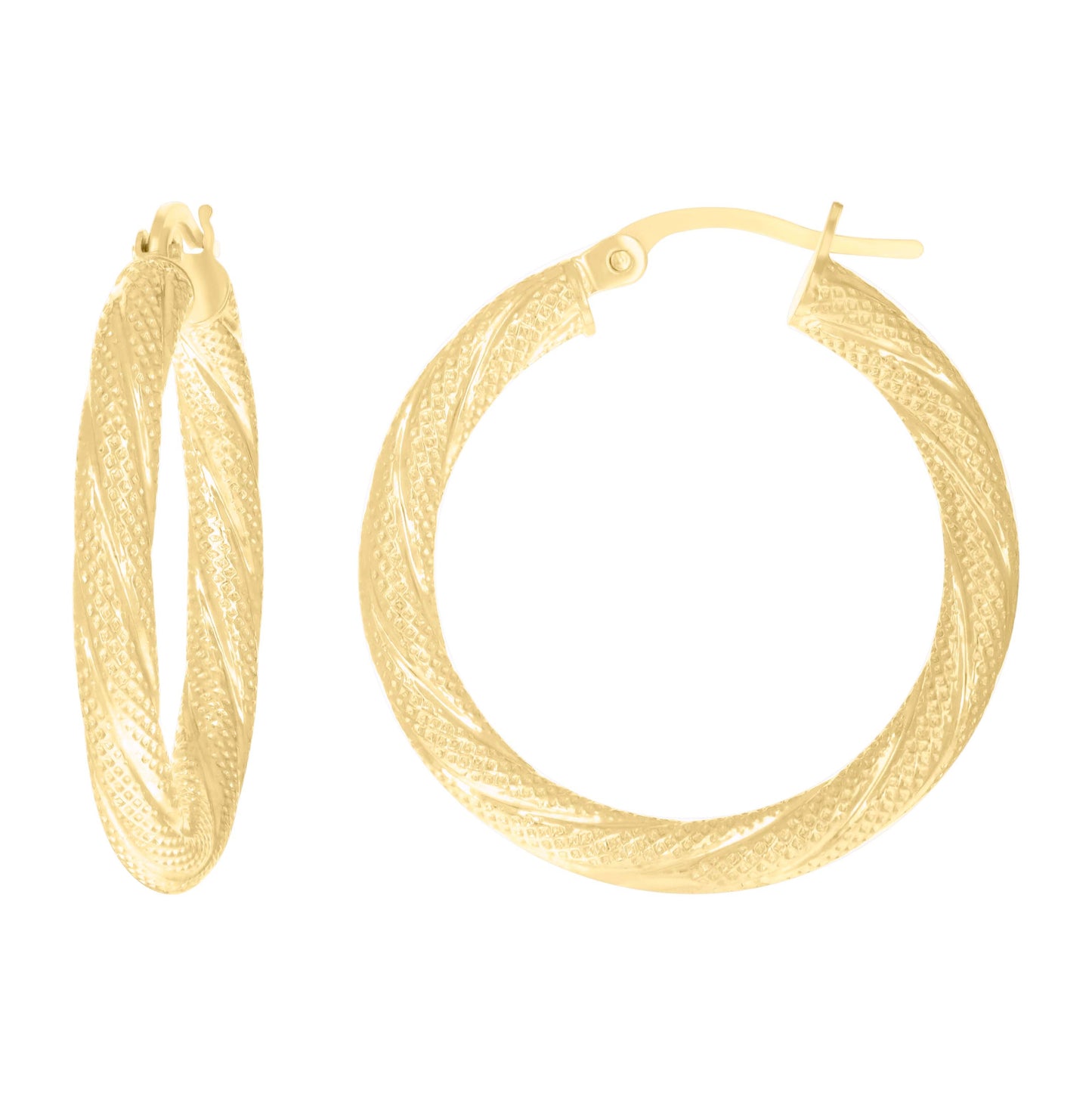 10K Yellow Gold Womens Twisted Tube Hinged Hoops Huggies