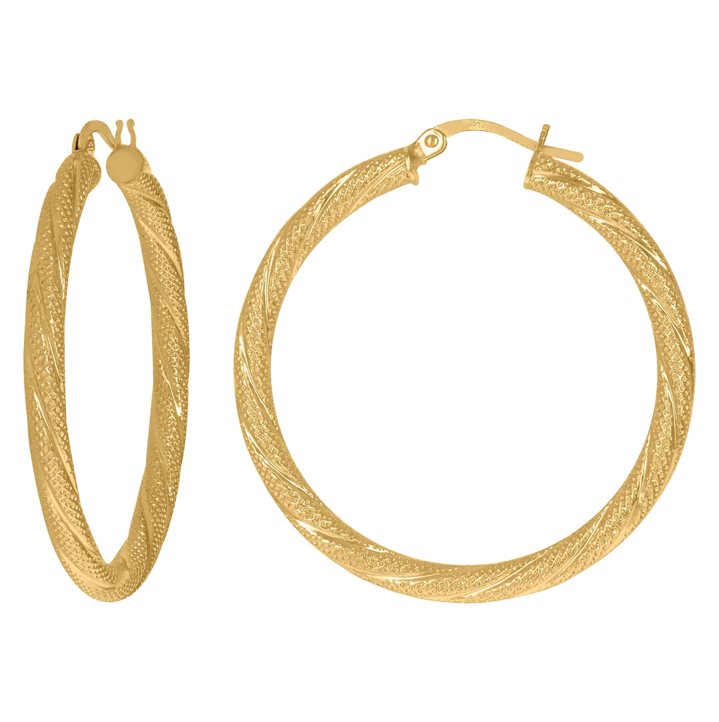 10K Yellow Gold Womens Twisted Tube Hinged Hoops Huggies