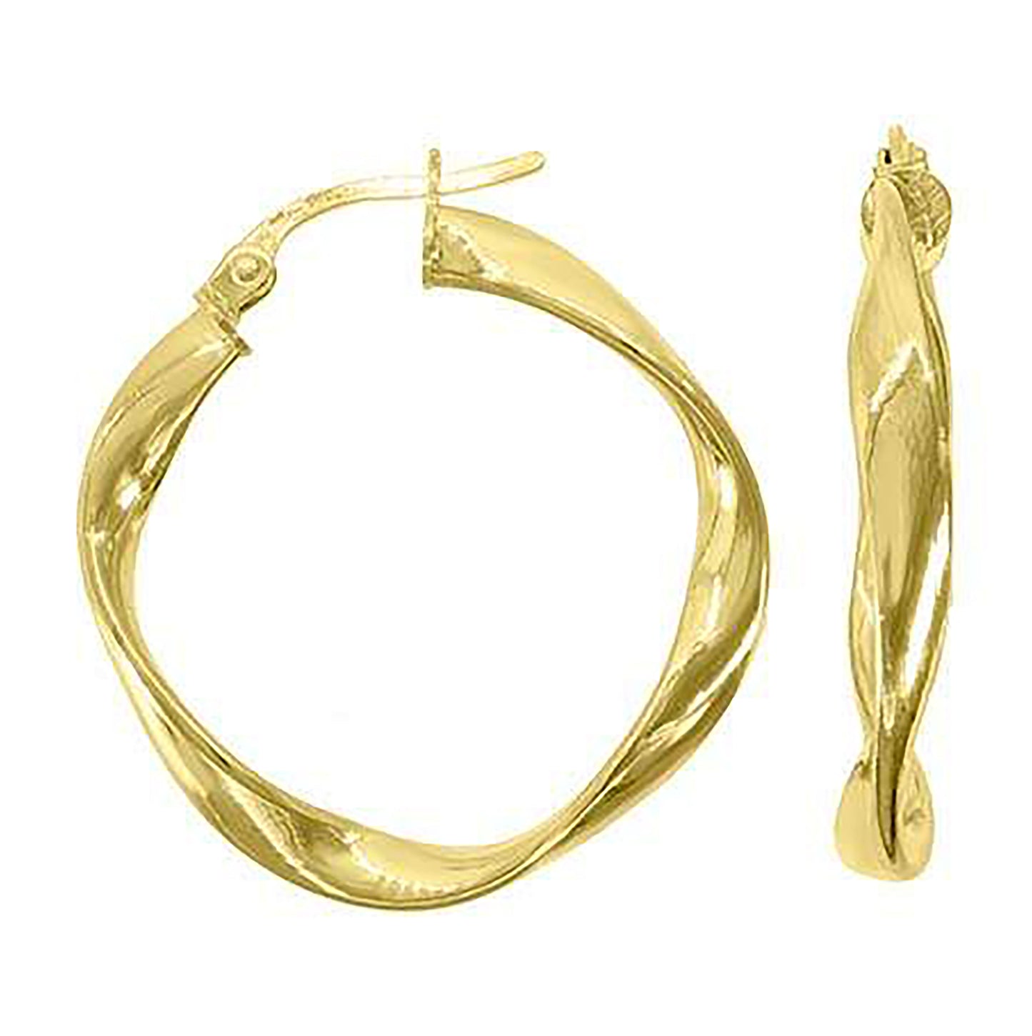 10K Yellow Gold Womens Polished Finish Twisted Hoop Earrings