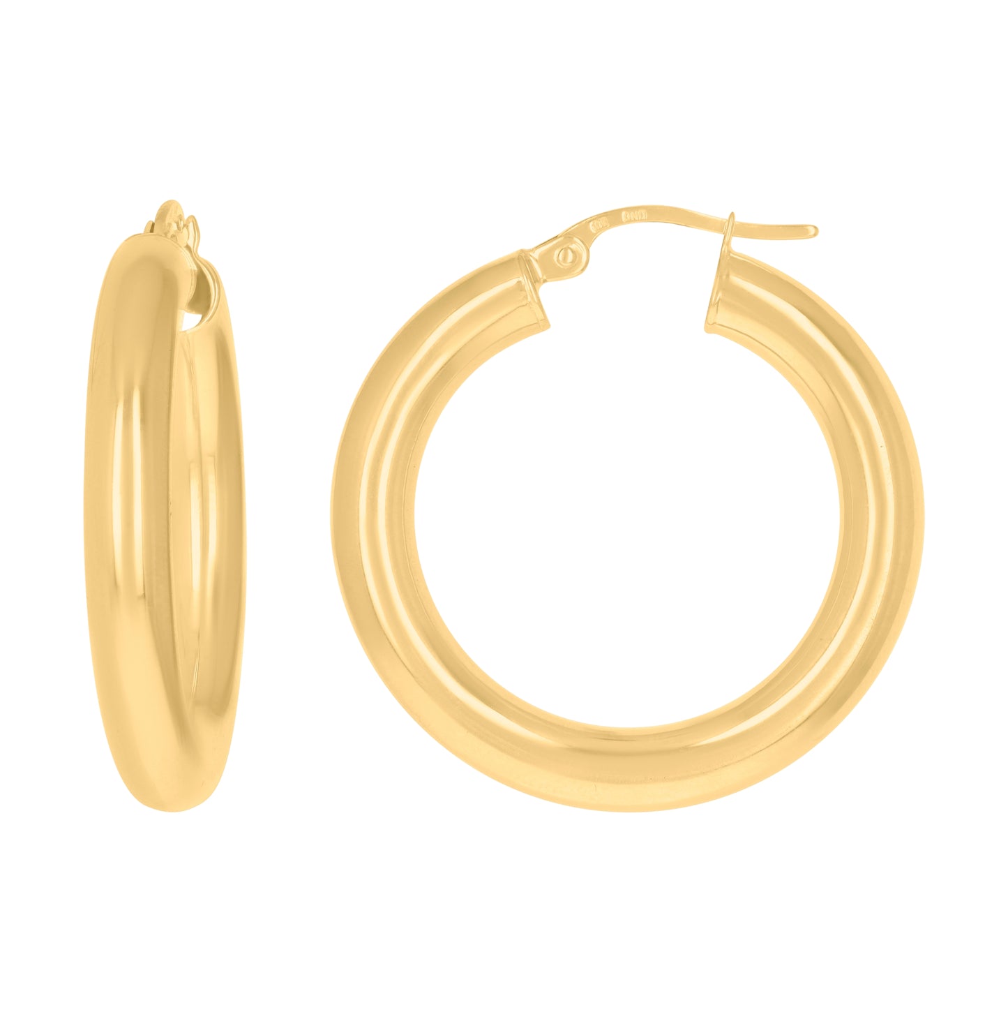10K Yellow Gold Womens Ultra Light Round Tube Polished Finish Hoop Earrings